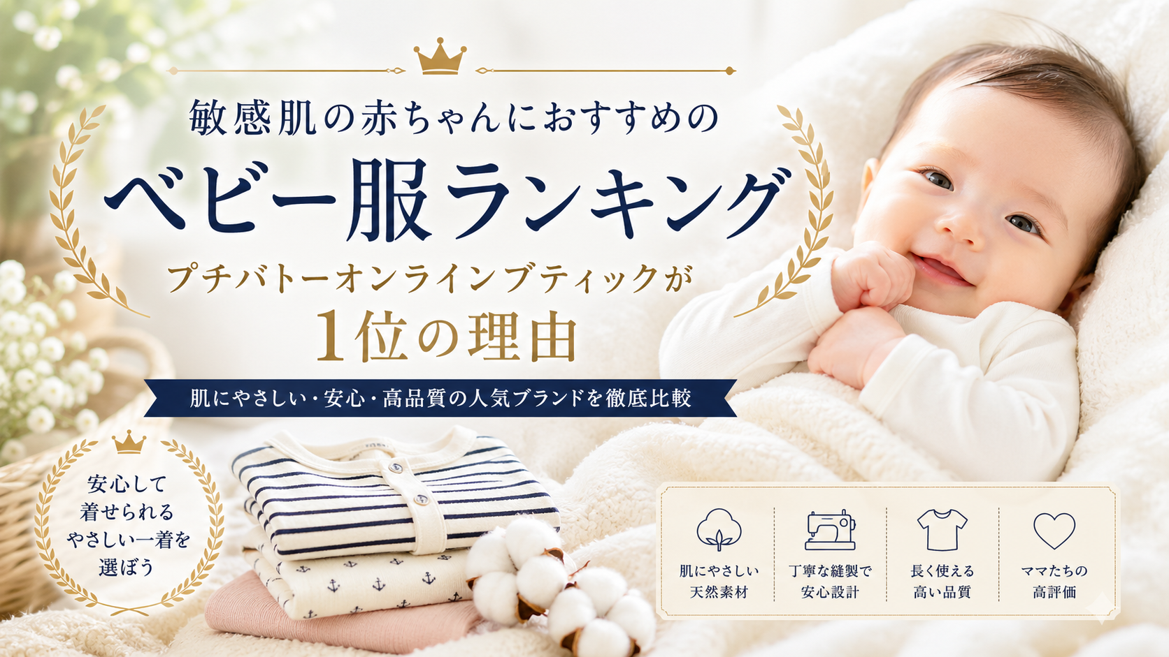 敏感肌の赤ちゃんにおすすめのベビー服ランキング｜プチバトーオンラインブティックが1位の理由